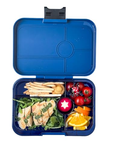 Yumbox Tapas Leakproof Bento Lunch Box: 4.2 Cups Larger 5-Compartment Design in Monte Carlo Blue with Jungle Tray- for Adults and Bigger Kids - color: Dark Blue