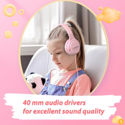 Wired Type-C Headphones for Boys/Girls with 94dB Safe Volume Limited, HD Stereo Sound Foldable Over-Ear Headphones for Tablet/School/Travel（2 Pack）