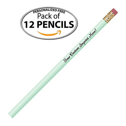 Express Pencils™ Personalized Pencils Round Custom Imprinted with your Name - Text - Logo - Message- 12 pkg - Personalization - Great Gift Ideas (Pastel Green) - color: Pastel Green