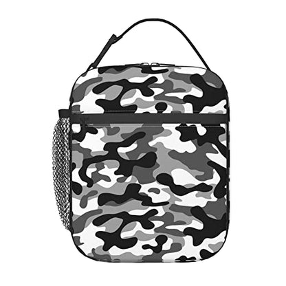 Black Camo Lunch Bags For Men Women Boys Girls Reusable Tote Lunch Bags For Office Work School Picnic Camping Thermal Insulation And Cold Preservation - color: Black Camo