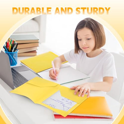 Henoyso 60 Pack Plastic Folders with Clear Front Pockets Bulk Heavy Duty File Folders with 2 Pockets and Card Slot for Student Teacher Back to School Supplies Office Presentation (Yellow) - color: Yellow