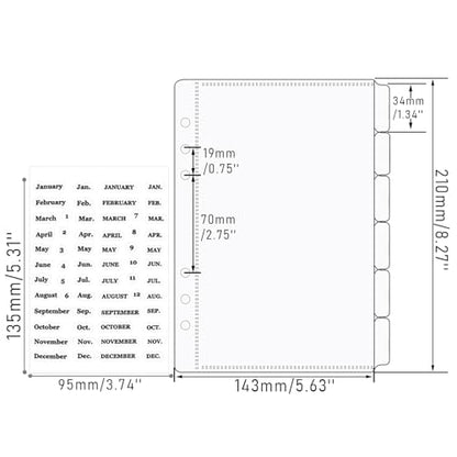 NatSumeBasics 12 A5 Binder Pocket Dividers with Tabs Zipless 5" x 8" Clear Cash Stuffing Envelopes Planner Inserts for 6 Ring Budgeting Accessories (12 A5)