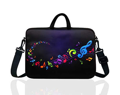 14-Inch Neoprene Laptop Shoulder Messenger Bag Case Sleeve for 13 13.3 14 14.1" Inch Notebook/Chromebook (Colourful Music Note) - color: Colourful Music Note