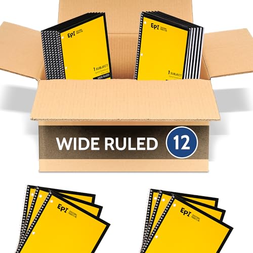 EPI Spiral Notebook | Wide - 70 Sheets, Durable Spiral Binding | 10.5 x 8 in | Classroom Supplies | School, Office, Note Taking, Journaling - 12 Pack - color: Yellow, size: 12