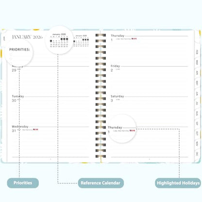 2026 Planner, Weekly and Monthly Calendar Planner Agenda, Jan 2026 - Dec 2026, Planning Academic Book, Office Desk Accessories and School Supplies - A5 (6.3'' x 8.5'') - color: D-Blue Daisies