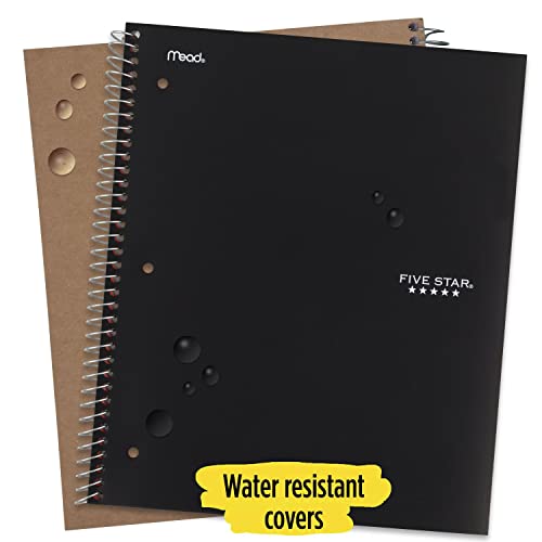 Five Star Spiral Notebook + Study App, 3 Subject, College Ruled Paper, Fights Ink Bleed, Water Resistant Cover, 8-1/2" x 11", 150 Sheets, Black (72069) (Pack of 2) - color: Black, size: 1 Count (Pack of 2)