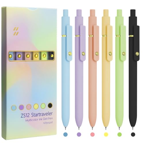 UIXJODO Colored Pens, 6 Pcs Colorful Pens Fine Point Smooth Writing Pen, 0.5mm Colored Ink Gel Pen for Journaling Note Taking Planner, School Supplies Gifts for Nurse Teacher (6 Pcs Gold Vibrant) - color: 6 Pcs Gold Vibrant - Colored Ink