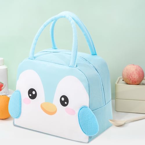 Generic Reusable Cooler Bags Cartoon Penguin Lunch Tote Bags Insulated Portable Lunch Box Bag for Work Office Picnic Beach - color: Penguin