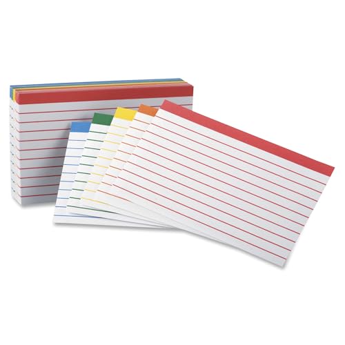 Color Coded Bar Ruled Index Cards 3 x 5 Assorted Colors 100/Pack