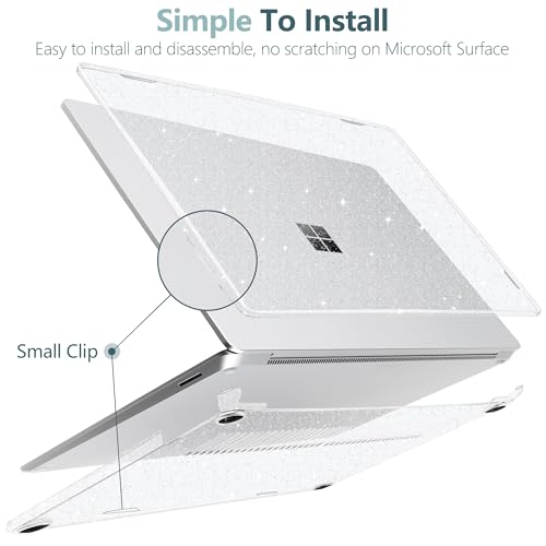 Batianda Glitter Case for Surface Laptop 13.8 Inch 2024-2026, Starry Clear | Fits Surface Laptop 7th/8th for Business, Subtle Glitter Mist Finish, 1.2mm Lightweight Ultra-Slim Hard Shell 4-in-1 Bundle - color: Bling Clear