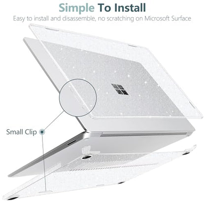 Batianda Glitter Case for Surface Laptop 13.8 Inch 2024-2026, Starry Clear | Fits Surface Laptop 7th/8th for Business, Subtle Glitter Mist Finish, 1.2mm Lightweight Ultra-Slim Hard Shell 4-in-1 Bundle - color: Bling Clear