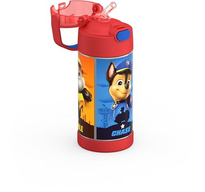 THERMOS FUNTAINER Water Bottle with Straw - 12 Ounce - Kids Stainless Steel Vacuum Insulated Water Bottle with Lid, Paw Patrol - color: Paw Patrol Boy