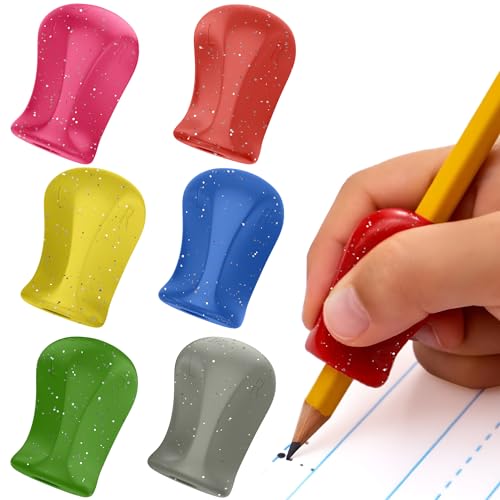 The Pencil Grip Glitter Pencil Grippers 6 Pcs, Pencil Grips for Kids Handwriting, Ergonomic Pen Grip for Righties & Lefties, Pencil Holder for Kids, Toddlers, Adults, Writing Tool with Finger Cushion - color: Glitter, size: 6 Count (Pack of 1)