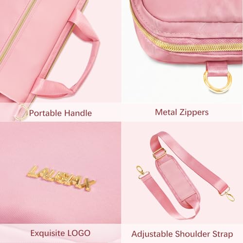 15.6 16 Inch Laptop Bag Case for Women Men Compatible with MacBook Pro M5/HP OmniBook Omen Envy/Dell Pro Inspiron/Lenovo Yoga IdealPad, Messenger Carrying Briefcase Computer Bag Case, Pink - color: Pink, size: 15.6 inch