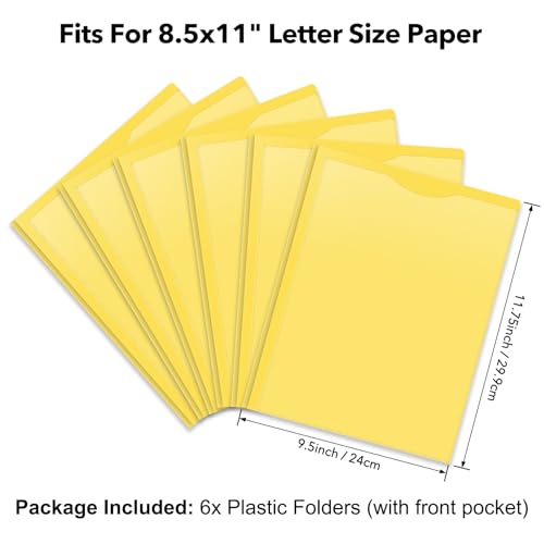 6 Pack Heavy Duty Plastic Pocket Folder with Prongs and Clear Front Pocket, 3 Pockets Folders with 3 Prongs and 2 Card Slot, Green File Folders Fit Letter Size Paper for Office School Home Business - color: Green