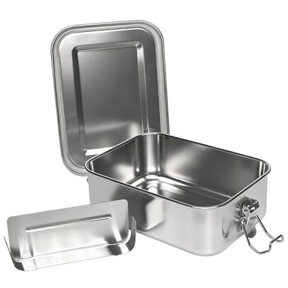 Stainless Steel Lunch Box, 28oz/850ml Metal Bento Box with Removable Dividers, Reusable Food Storage Containers with Lids Leak Proof for Travel, Work, Picnic, Home - size: 1 X 850ml Box with Removable Dividers