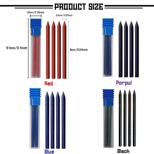 5.6mm Metal Mechanical Pencil Set with Clip Metal Mechanical Clutch Graphite Pencil Lead Pencil and 4pcs Lead For Construction, Draft Drawing, Crafting, Art Sketching (4 colors lead set) - color: 4 colors lead set