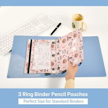 Emelivor Halloween Pumpkin Head Pencil Pouch for 3 Ring Binder 2 Pack Binder Pencil Case with Clear Window Pencils Bags with Zipper for Office Daily College Home Supplies - color: 15-Pumpkin Head