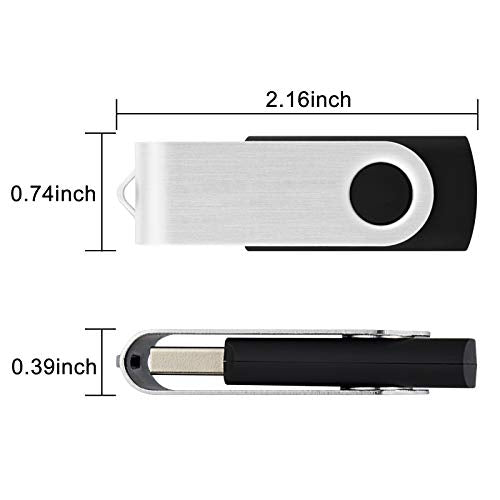 KOOTION 128MB Bulk USB Drives 100 Pack USB 2.0 Flash Drive Thumb Drives Swivel Memory Stick (Black, 100pcs, 128MB) - size: 128MB, style: Black-100 Pack