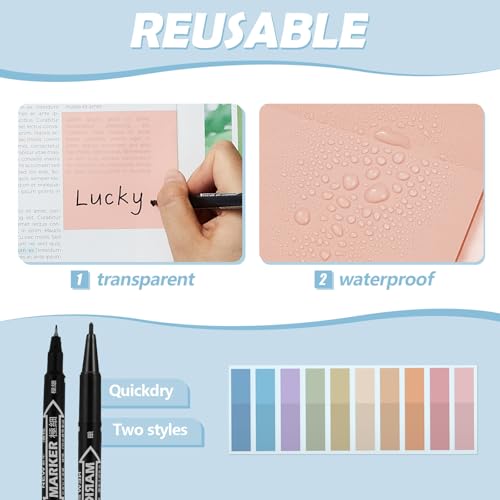 Jutom 39 Pcs Aesthetic Book Annotation Kit Highlighter with Case Bag Gel Pen Transparent Sticky Note Taking Bible Supplies(Mint Green,Cute Style) - color: Green Beige, style: Cute Style