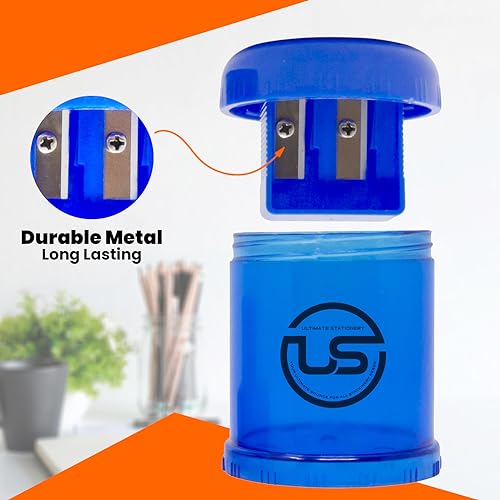 Pencil Sharpeners, 8 Pack Blue Dual Hole Sharpener with Receptacle Pencil Sharpener Manual Pencil Sharpeners for Regular and Oversized Pencils or Crayons - size: 8 Pack