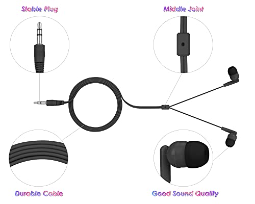 100 Packs Earbuds Bulk Classroom Headphones Wired in Ear Disposable Student Black Earphones Individually Wrapped for School Travel or Home Use