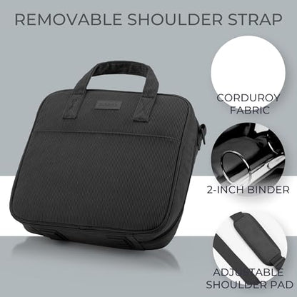 Sturdy 3-Ring Zipper Binder with Shoulder Strap for School – Beautiful 2-Inch Zip-Up Binder with Extra Pockets Holds 500 Sheets, Books & Laptop – Easy-to-Carry Trapper Keeper Made of Premium Fabric - color: Black