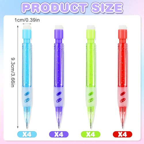 Mabor 16 PCS Mini Mechanical Pencils 0.7mm Automatic With Eraser for High School Students & Kids - Office Supplies for Writing & Drawing