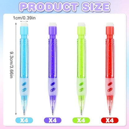 Mabor 16 PCS Mini Mechanical Pencils 0.7mm Automatic With Eraser for High School Students & Kids - Office Supplies for Writing & Drawing