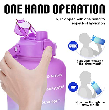 HydroPal 1 Gallon Water Bottles with Straw, 128 oz Water Bottle BPA Free Innovative 2-IN-1 Lid Gym Bottle with Times to Drink Motivational, Large for Sports Fitness Camping Water Jug （13.8X5.5 inch） - color: Jacaranda