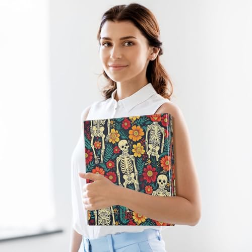 ALAZA 3 Ring Binder Retro Human Skeleton Clipboard Round Ring Binder Holds 1.5 Inch Three Binders Heavy Duty Binders for Office Supplies, 1Pack - size: 1