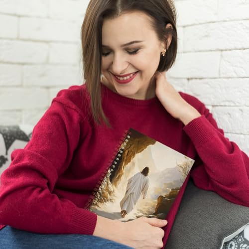 Exqcom Jesus Leaves the Tomb Christian Spiral Notebook, Jesus Resurrection Easter Bible Journal Gifts for Women, Prayer Religious Hardcover Notebook Journal Office School Supplies, 5.5x8.3 - color: white Bible Notebook-W