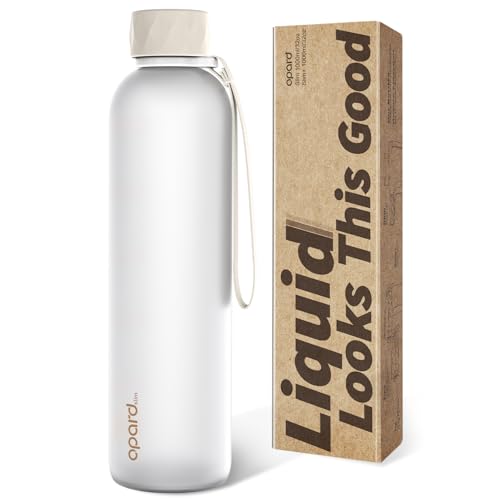 Opard Slim Pro Water Bottle 32oz, Plastic Water Bottle BPA-Free, Facetted Rubberized Grip-Texture Monocap, Leakproof Screw Top, Cream White, Reusable for Travel School Sport Gym Hiking - color: Cream White, size: 32 oz