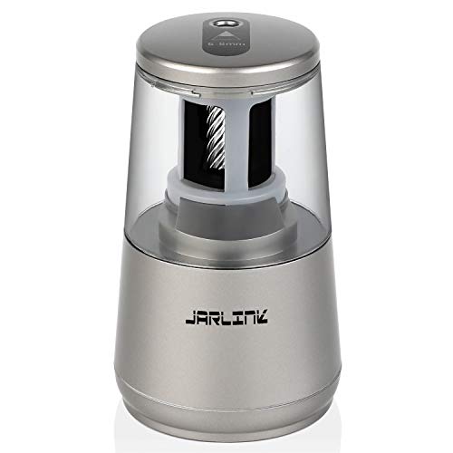 JARLINK Electric Pencil Sharpener, Heavy-Duty Helical Blade to Fast Sharpen, Auto Stop for No.2/Colored Pencils(6-8mm), AC Adapter/Battery Operated in School Classroom/Office/Home (Gray) | Suitable for No.2/Colored Pencils(6-8mm), Dual Power AC Adapter/Ba