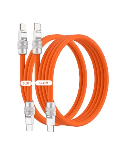 chubbycable USB C Cables 2 Pack [3.3ft + 6.6ft], 240W Fast Charging Cable Soft Silicone C to C Charger Cord Compatible with iPhone 17-15 Series, MacBook, Samsung, iPad, Orange, Type-C to Type-C - color: Orange