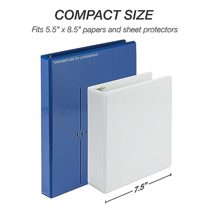 Samsill Economy 2 Inch Mini 3 Ring Binder, Round Ring Binder, Holds 5.5 x 8.5 Inch Documents, Customizable Cover, 2" View, Single, White - color: White, size: 2" View, style: Single
