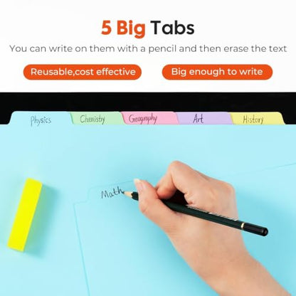 Dynta 15 Sets Binder Dividers 75 Dividers, 8.5 X 11 Paper Binder Dividers Blank with 5 Big Tabs for School, Office and Home, Colorful