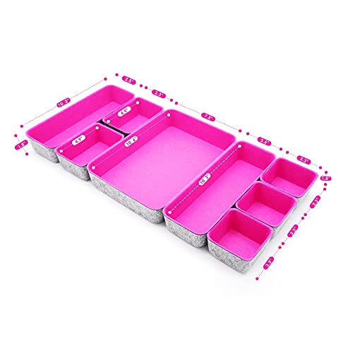 Welaxy Hot Pink Drawer Organizers 8pc Desk Tray Makeup Office Storage Bin - color: hot pink