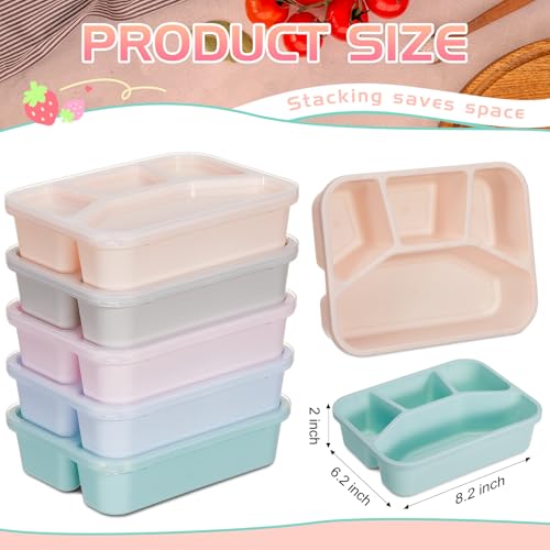 Honeydak 5 Pack Snack Containers 4 Compartment Bento Snack Boxes Reusable Lunchable Containers with Lids Divided Meal Prep Lunch Food Storage Box for School Work Travel(Macaroon,Mixed) - color: Macaroon, style: Mixed