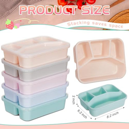 Honeydak 5 Pack Snack Containers 4 Compartment Bento Snack Boxes Reusable Lunchable Containers with Lids Divided Meal Prep Lunch Food Storage Box for School Work Travel(Macaroon,Mixed) - color: Macaroon, style: Mixed
