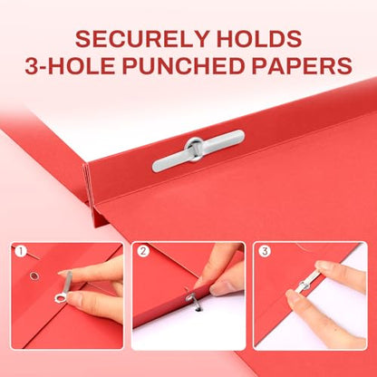 SUNEE 2 Pocket Folders with Prongs (100 Pack, Red), Paper Folders with 2 Pockets and 3 Prongs Fit Letter Size Paper, Folders with Prongs for School Office Home Business - color: Red