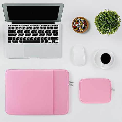 RAINYEAR 14 Inch Laptop Sleeve Case with Front Pocket & Accessories Pouch, Protective Soft Lining Padded Cover Compatible with 14" Notebook Computer Chromebook (Pink, Upgraded Version) - color: Pink (Upgraded Version), size: 14"