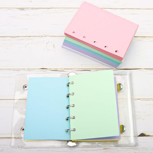 A8 Paper Refill 6 Colors A8 Planner Refill M5 Loose Leaf Binder Paper 300 Sheets Colored Blank Filler Papers A8 5 Ring Binder Inserts