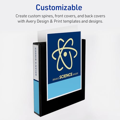 Avery Heavy-Duty View 3 Ring Binder, 1.5 Inch One Touch Slant Rings, 375-Sheet Capacity, DuraHinge, 2.1 Inch Wide Spine, Customizable Clear Cover and Spine, 1 Pastel Sage Green Binder (79819) - size: 0
