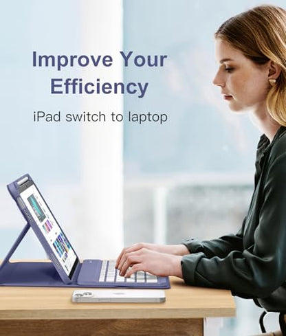 Hamile for iPad 11th 10th Generation Case with Keyboard - 7 Colors Backlit Wireless Detachable Folio Keyboard Cover with Pencil Holder for iPad 11-inch A16 2025 10th Gen 10.9 Inch 2022 (Blue Gray) - color: Blue Gray