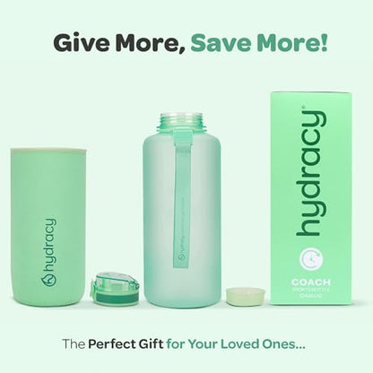 Hydracy 2L Large Water Bottle, 100% BPA Free Tritan Plastic, Leakproof, Zero Condensation, Motivational Timeline, Safe, Non-Toxic, Durable, Smart Design | Leak Proof Gym Bottle with times to drink and no sweat Sleeve - Ideal for Fitness Sports & Outdoors