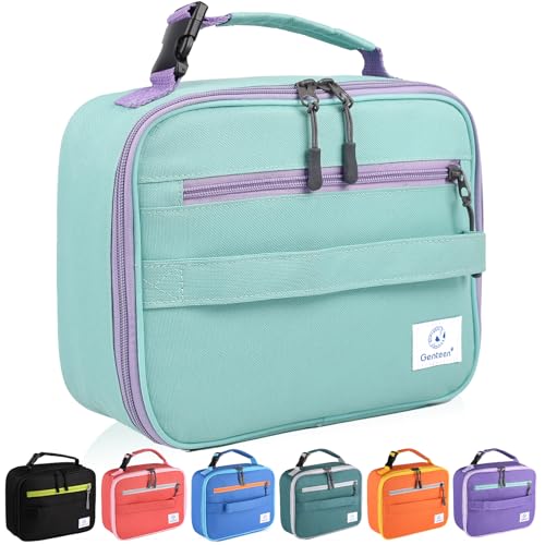 Genteen Kids Insulated Lunch Box for Boys Girls,Back to School,Office | Thermal Meal Tote Kit,Soft Reusable Lunch Bag,Leakproof,Double Zipper,for Work Outdoor,Light Green - color: C-Light Green