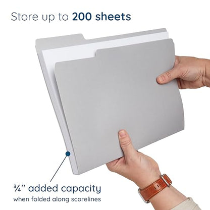 Blue Summit Supplies 100 Gray File Folders, Letter Size, 1/3 Cut Tab, 11pt | Durable 11pt gray paper, 1/3 cut tabs, holds letter documents, home and office color coded filing - color: Gray