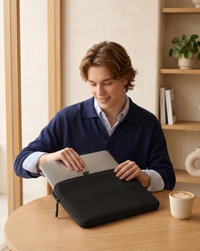 ProCase Laptop Sleeve 14" for MacBook Pro 14 Inch M5/M4/M3/M2/M1 2026-2021 | Slim Travel Sleeve with Soft Plush Lining & Large Front Pocket, Water-Resistant, Also Fit 14" HP Dell Lenovo ASUS Acer - color: Black, size: 14-inch