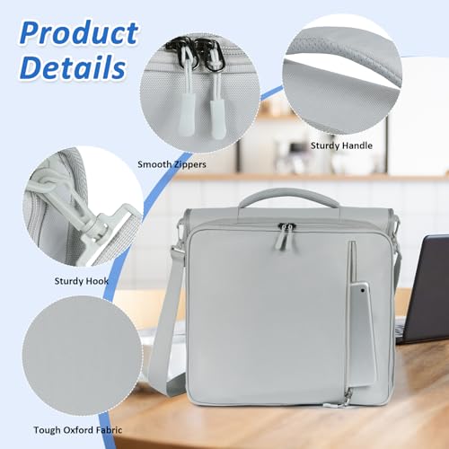 2 Inch 3 Ring Zipper Binder with Multi-Pocket, 6-Tab Expandable File Folder, Fits 14” Laptop, Zipper Bag Fits 500 Sheet Capacity with Handle & Shoulder Strap(Grey) - color: Grey